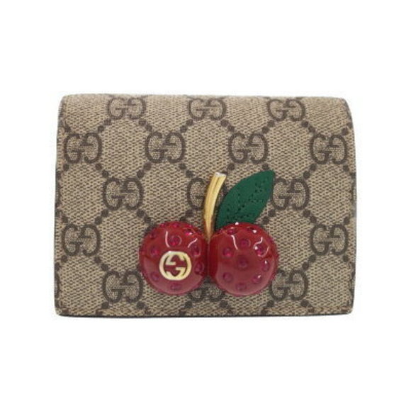 Gucci GG Supreme Cherry Coin Bill Case Bifold Wallet - Picture 1 of 5